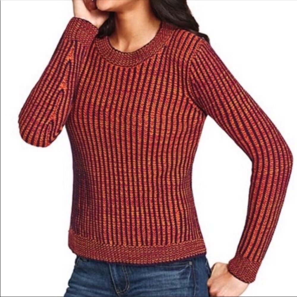 CAbi Melange Lava Purple/Orange Stripe Sweater-Sm
